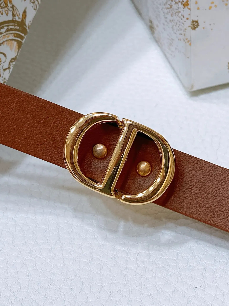 Dior Brown Leather Belt - Hình 3