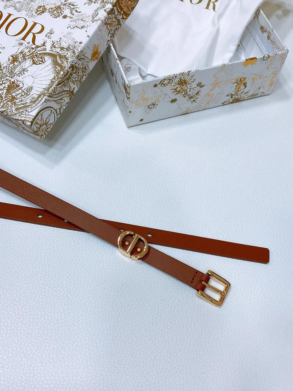 Dior Brown Leather Belt - Hình 5