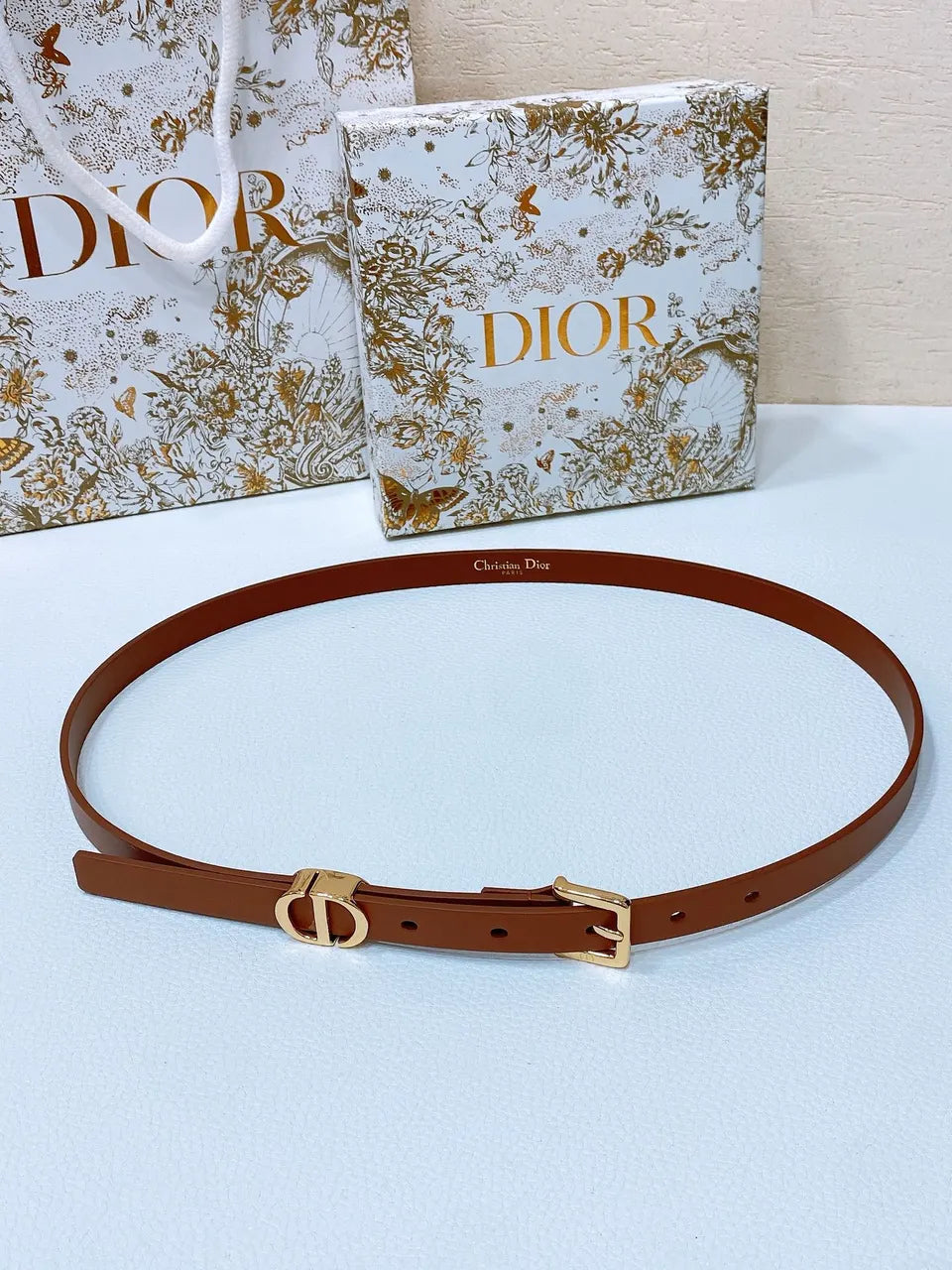 Dior Brown Leather Belt - Hình 6