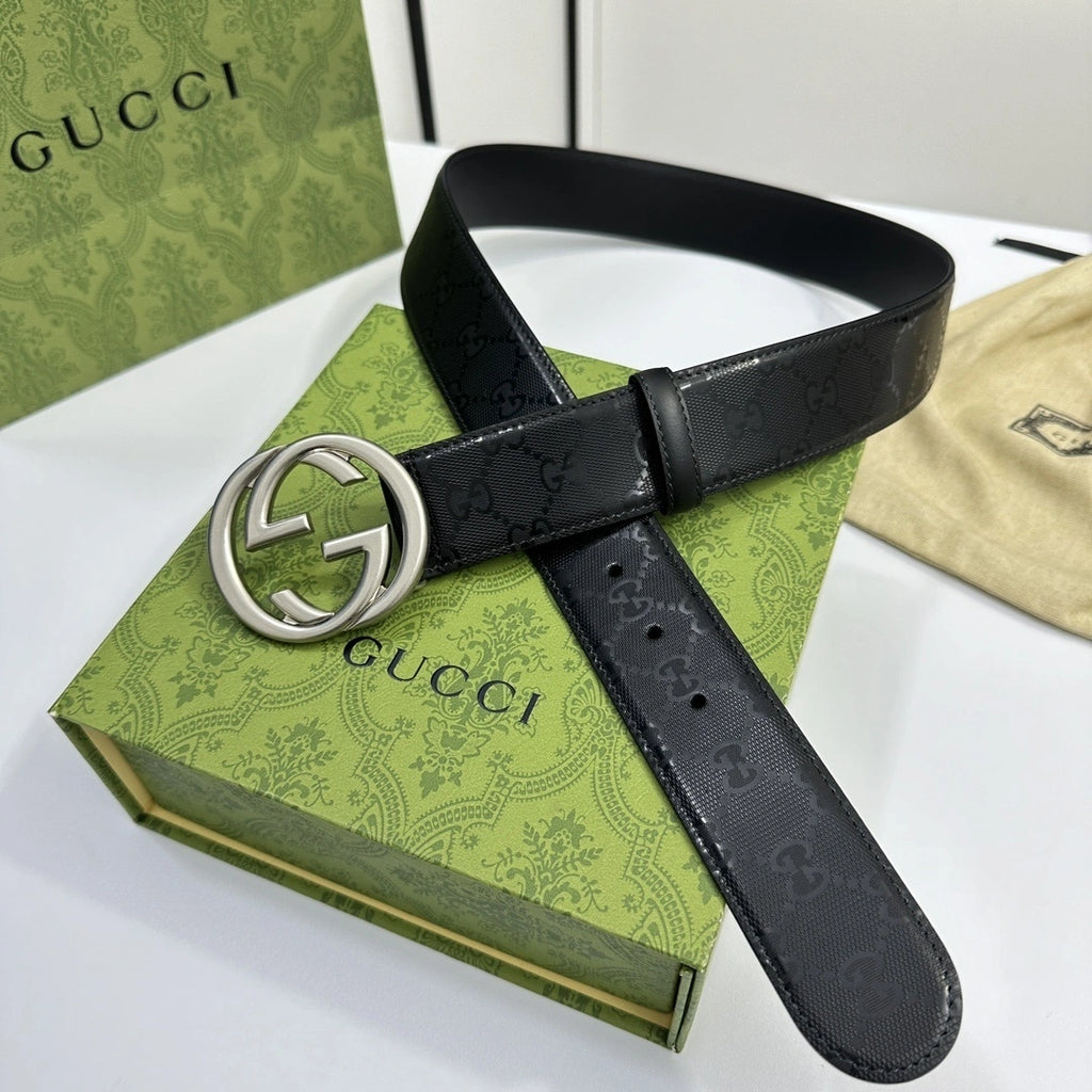Gucci Premium Leather Belt with GG Logo Buckle - Hình 2