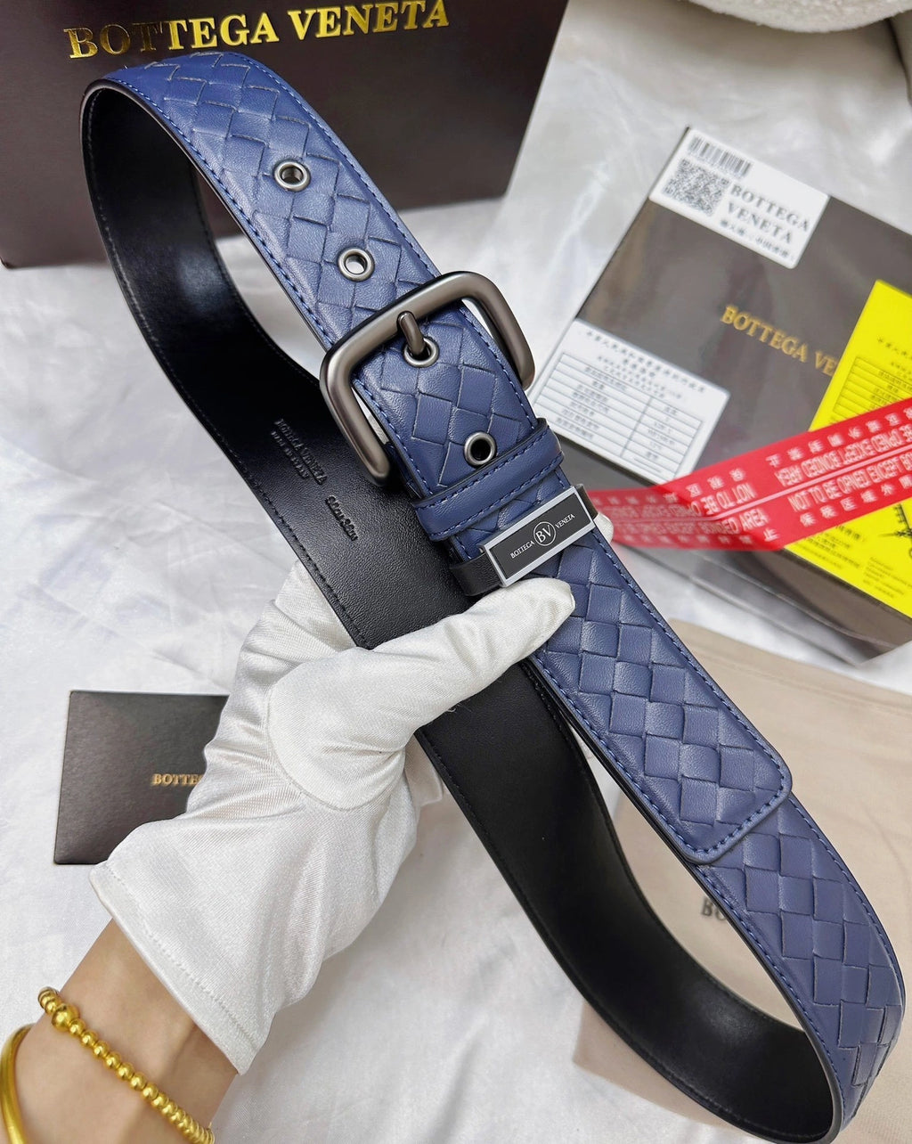 Bottega Veneta Premium Leather Woven Belt - Hình 2