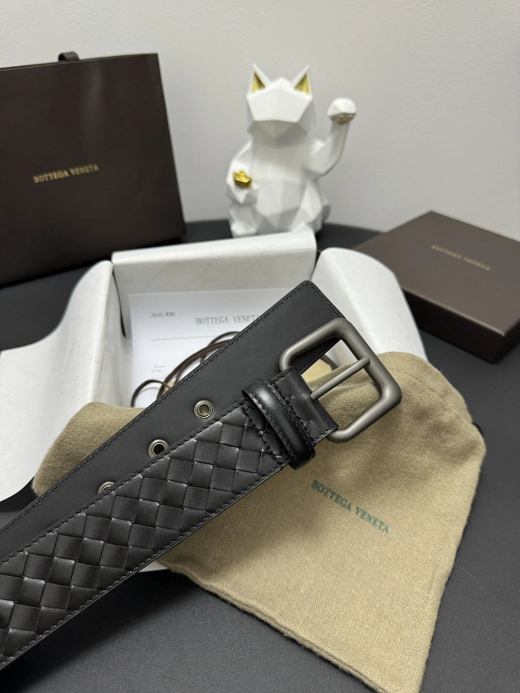 Bottega Veneta Premium Leather Woven Belt - Hình 2