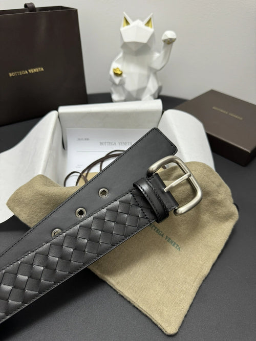 Bottega Veneta Black Woven Leather Belt - Hình 2