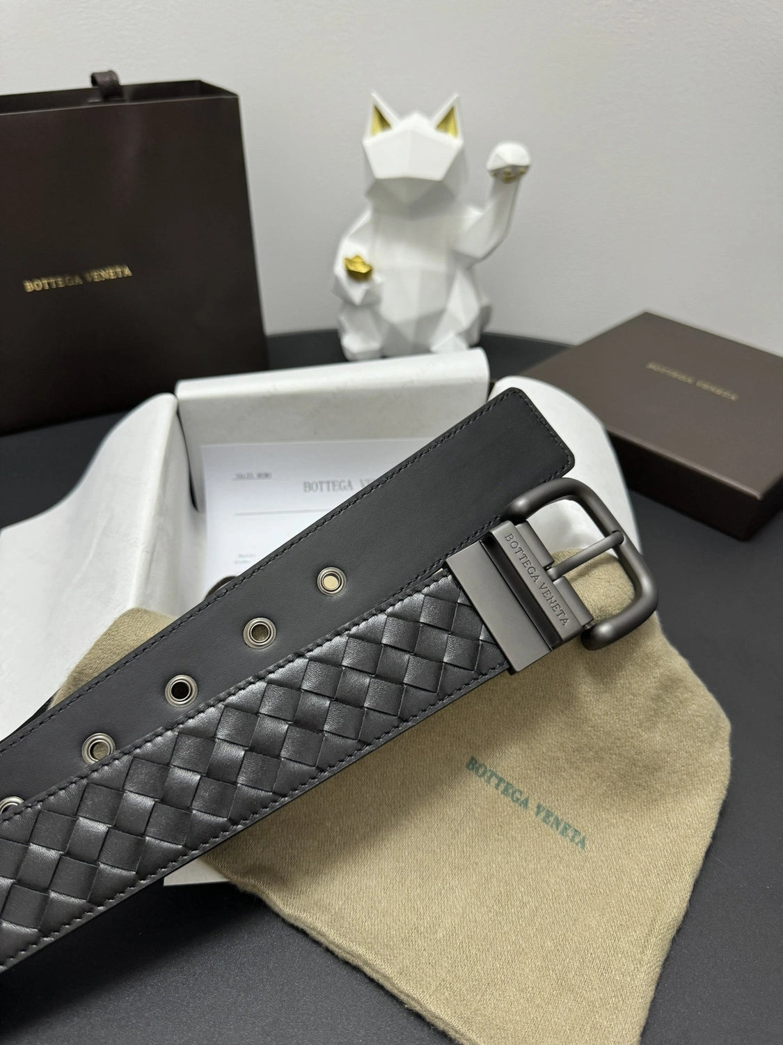 Bottega Veneta Premium Woven Leather Belt - Hình 2