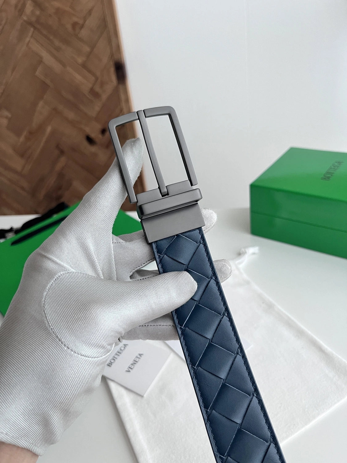 Premium Woven Blue Leather Belt - Hình 2