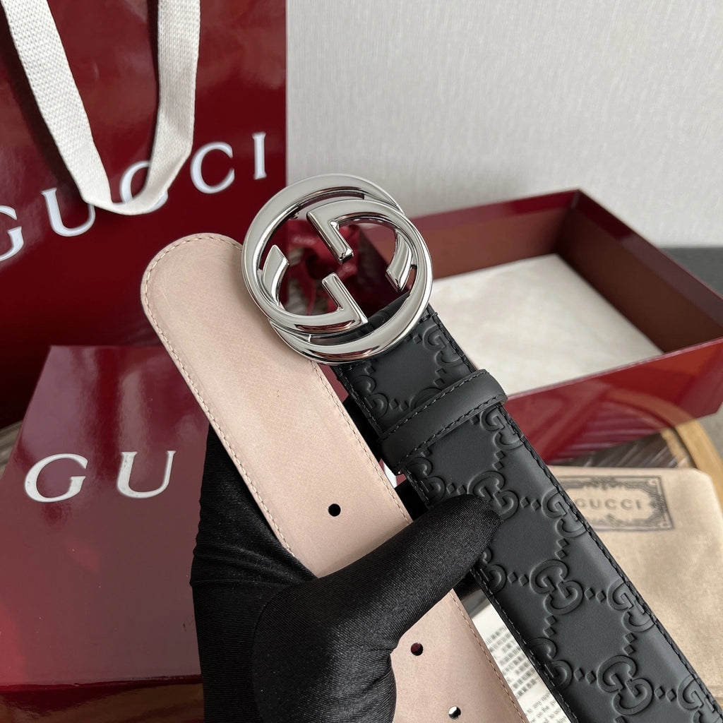 Gucci Premium Leather Belt with GG Buckle - Hình 2
