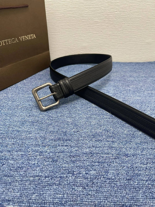 Bottega Veneta Premium Black Leather Belt - Hình 2