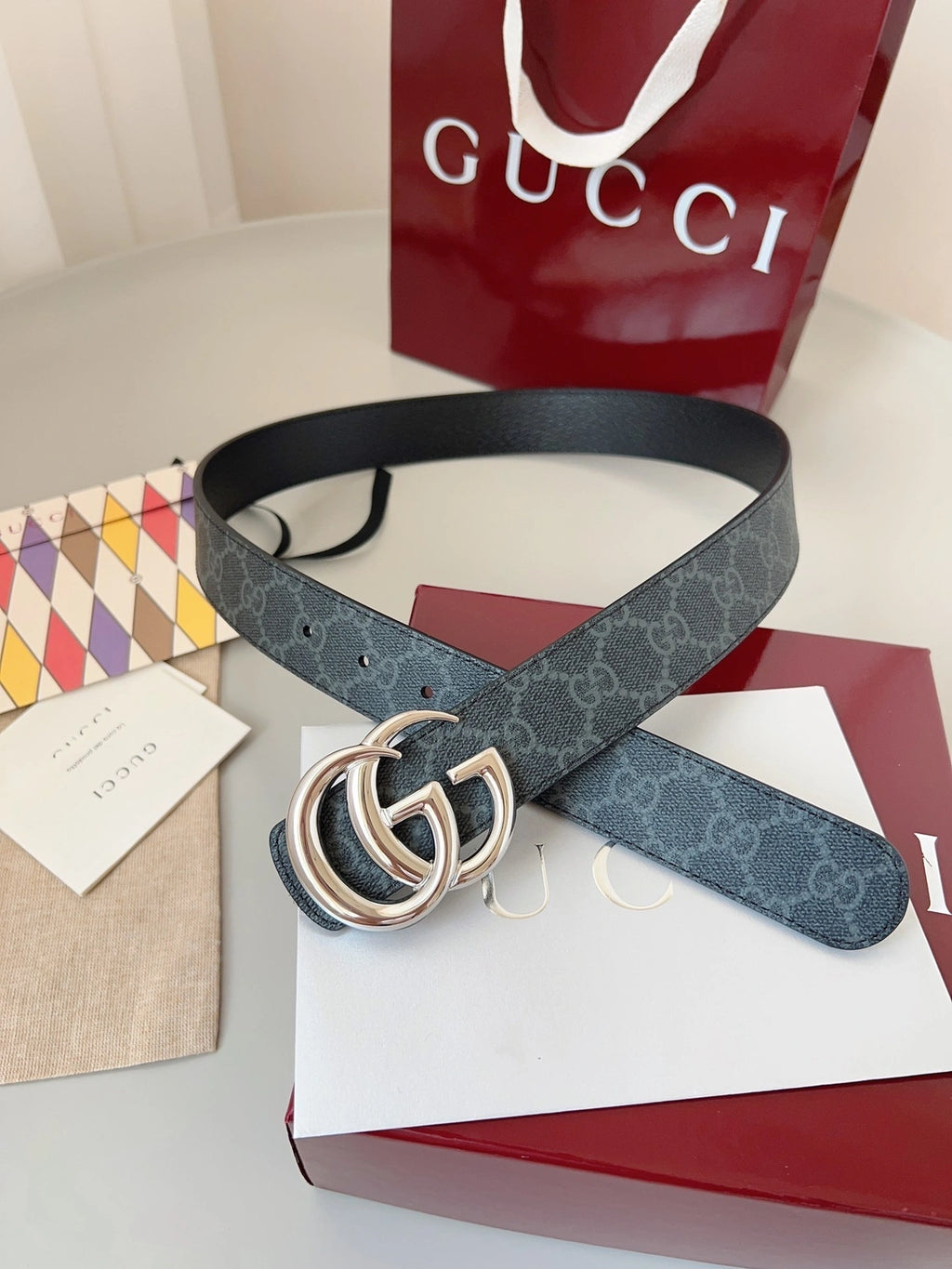 Gucci premium quality belt with GG buckle - Hình 2