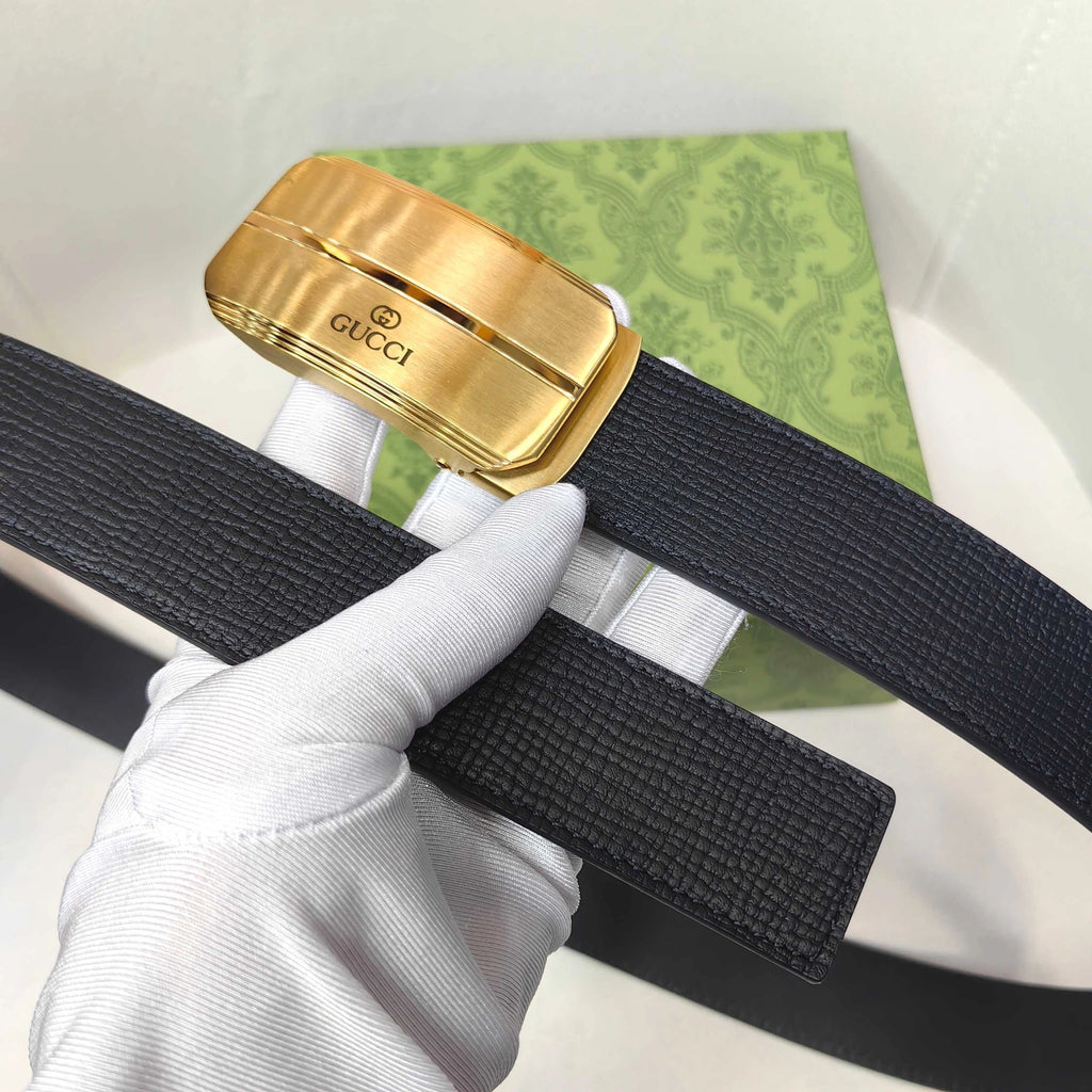 Gucci Premium Leather Belt with Gold Buckle - Hình 2