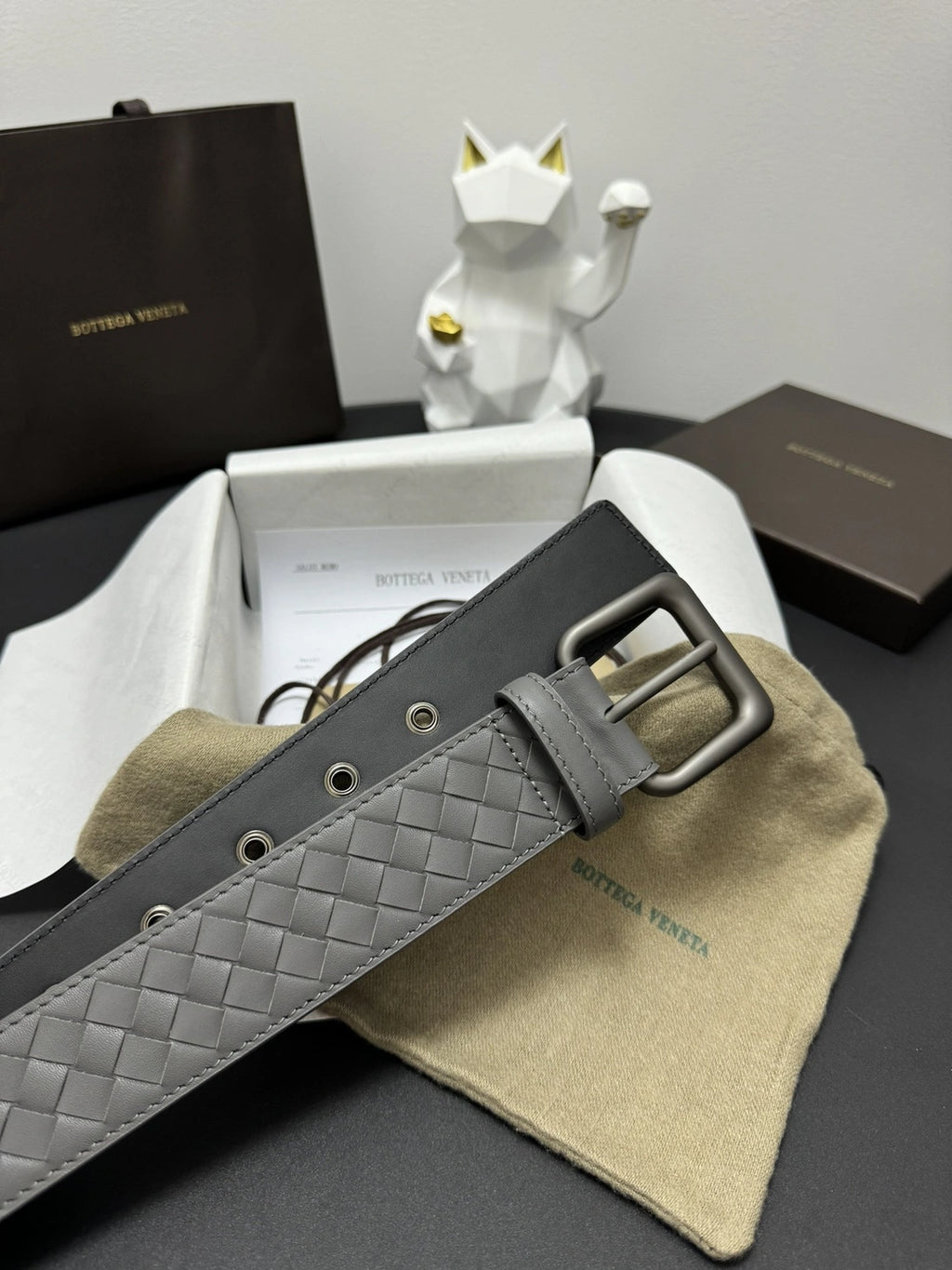 Bottega Veneta Premium Quality Gray Leather Belt - Hình 2