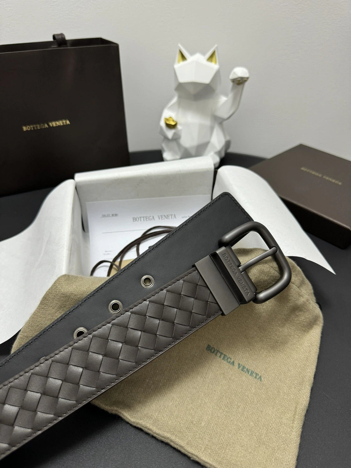 Bottega Veneta Premium Leather Woven Belt - Hình 2