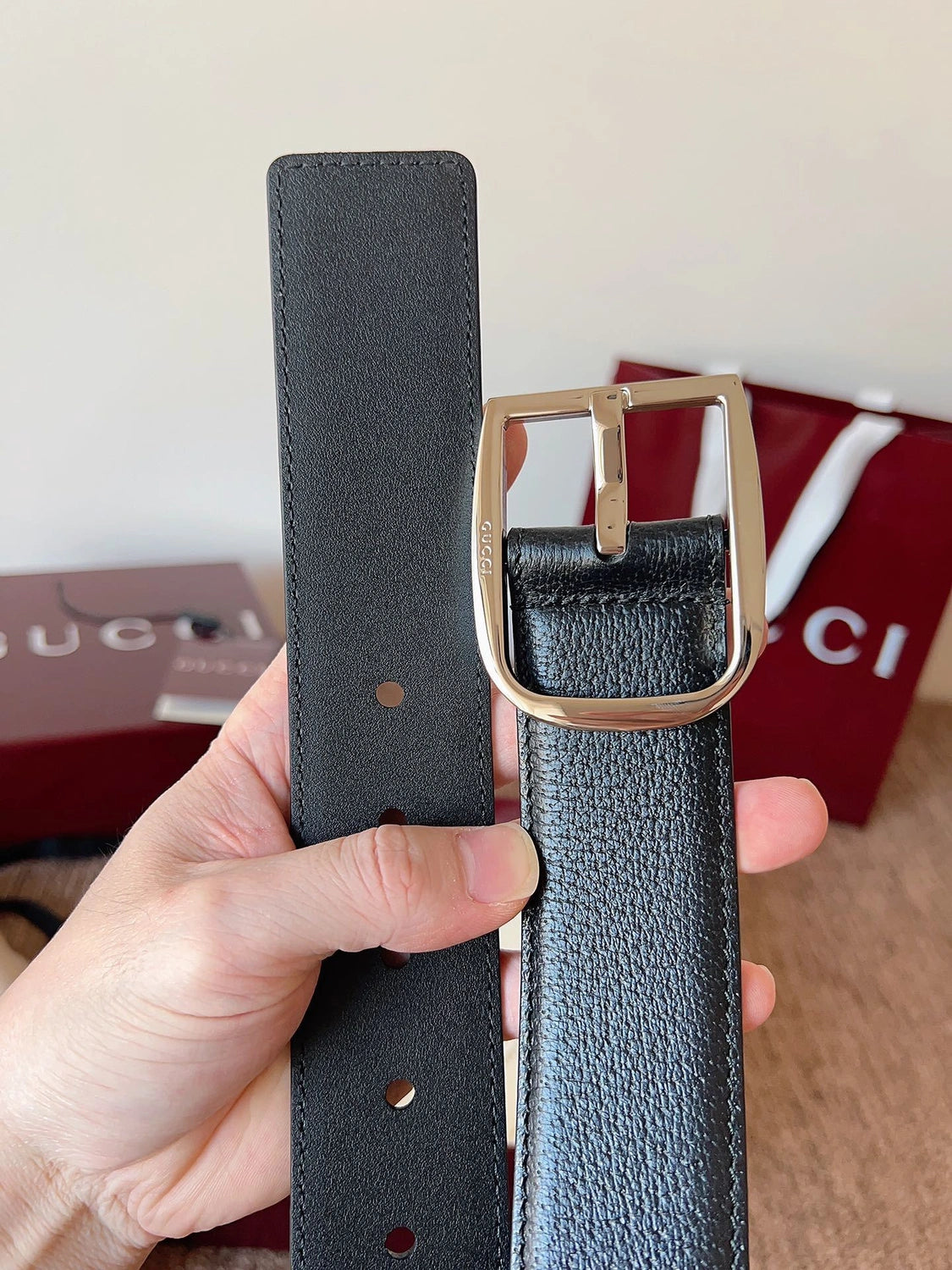 Gucci Premium Leather Belt Black - Hình 2