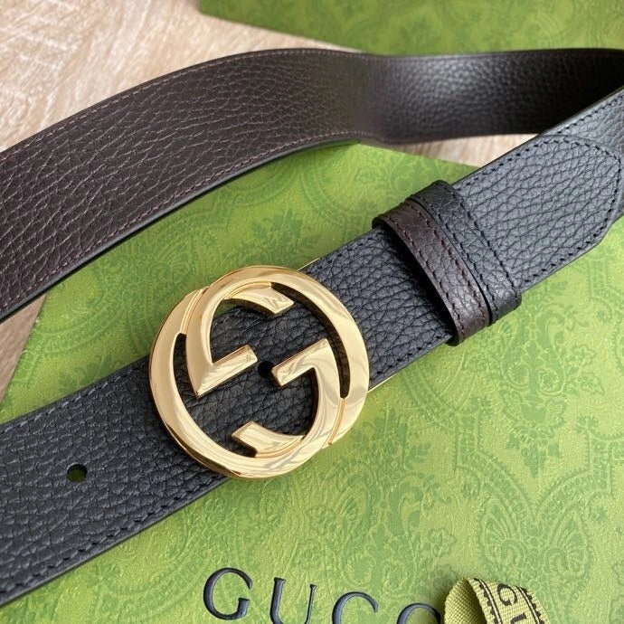 Gucci Premium Leather Belt with Gold GG Buckle - Hình 2