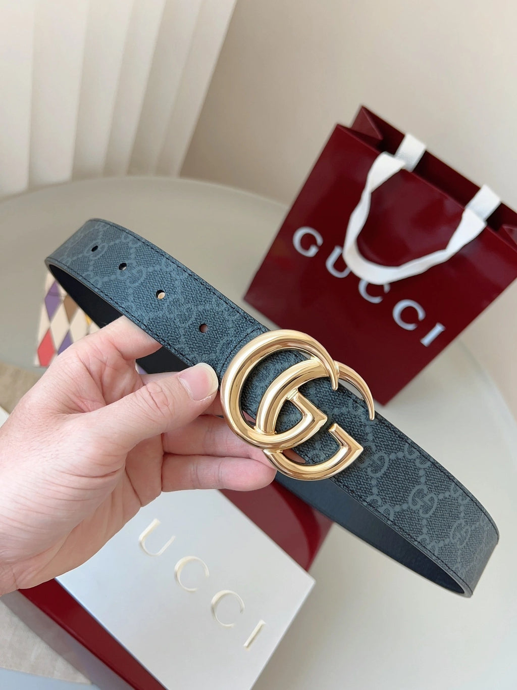 Gucci Premium Quality Belt with Gold Logo Buckle - Hình 2