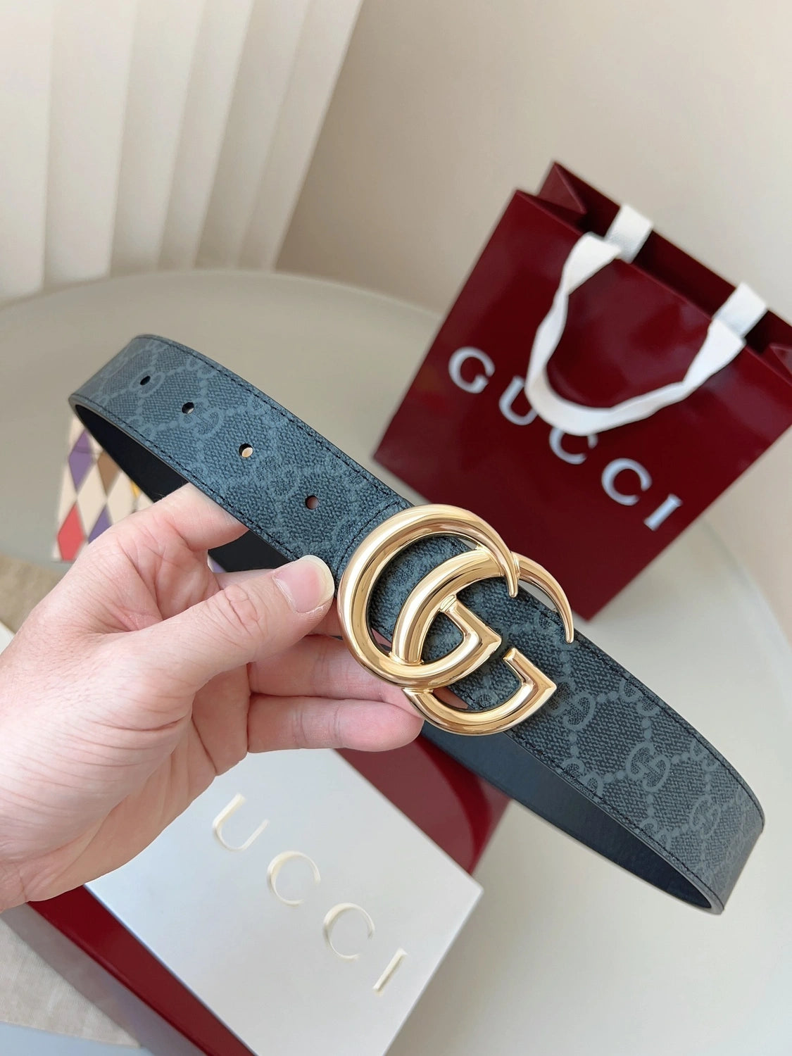 Gucci Premium Quality Belt with Gold Logo Buckle - Hình 2