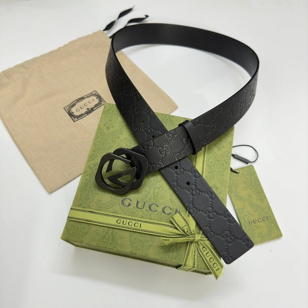 Gucci Premium Black Leather Belt with Iconic Buckle - Hình 2
