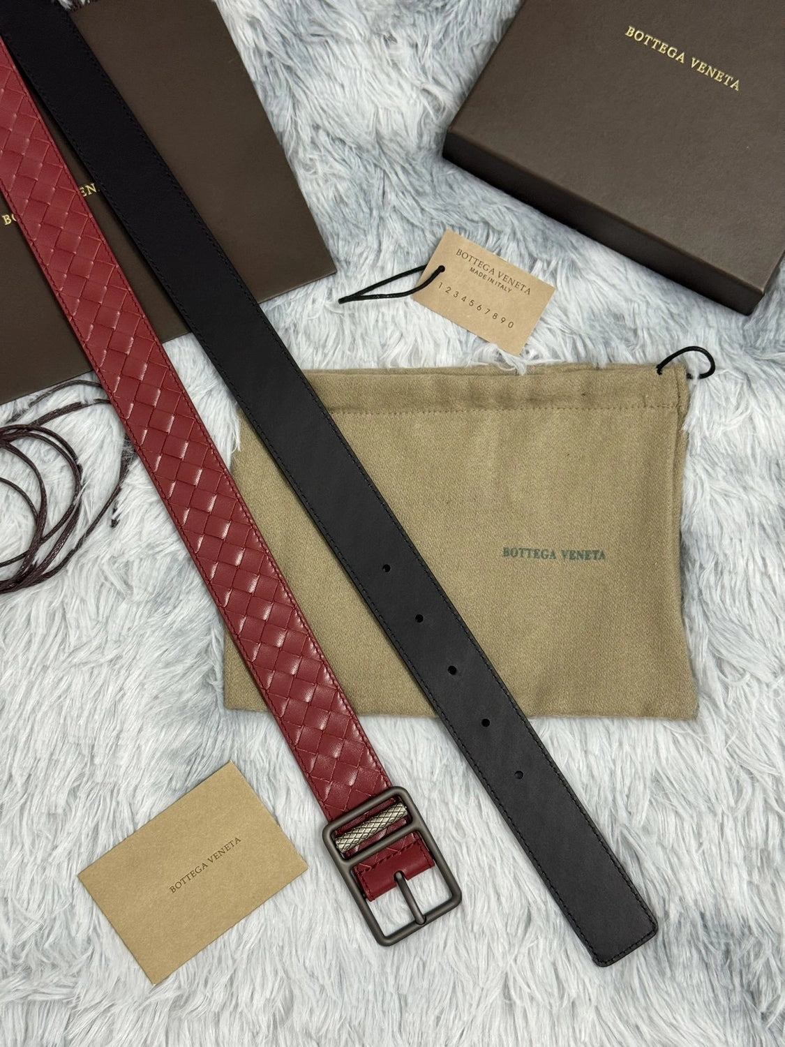 Premium burgundy woven leather belt - Hình 2
