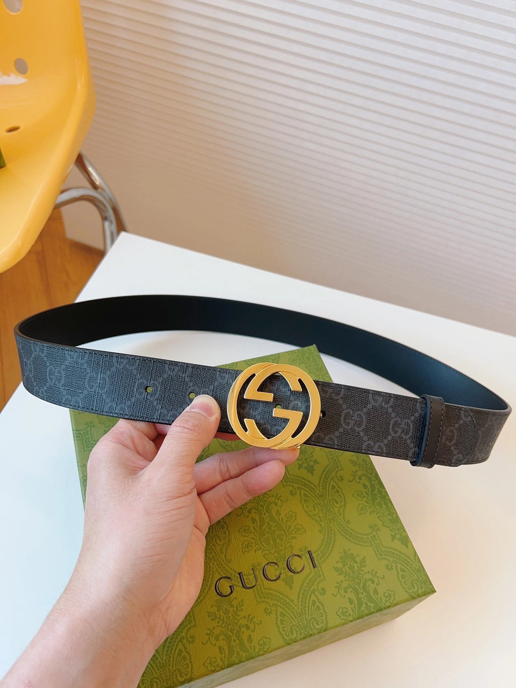 Gucci Premium Quality Belt with Gold Logo Buckle - Hình 2