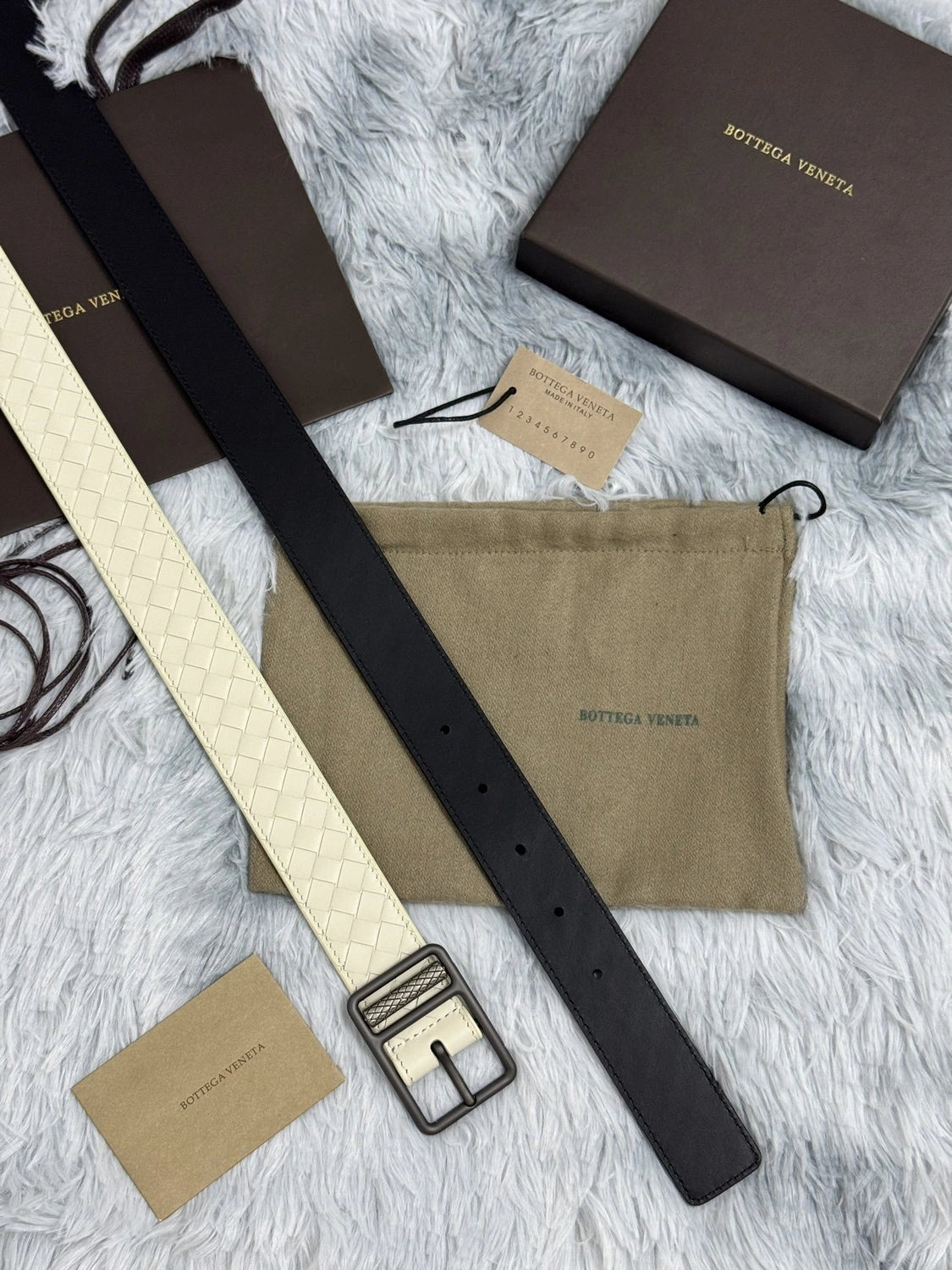 Bottega Veneta Ivory Woven Leather Belt - Hình 2