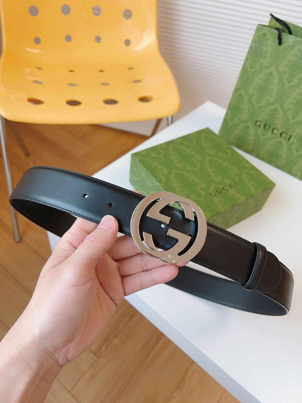 Thắt lưng da nam Gucci Interlocking G cao cấp - Hình 2
