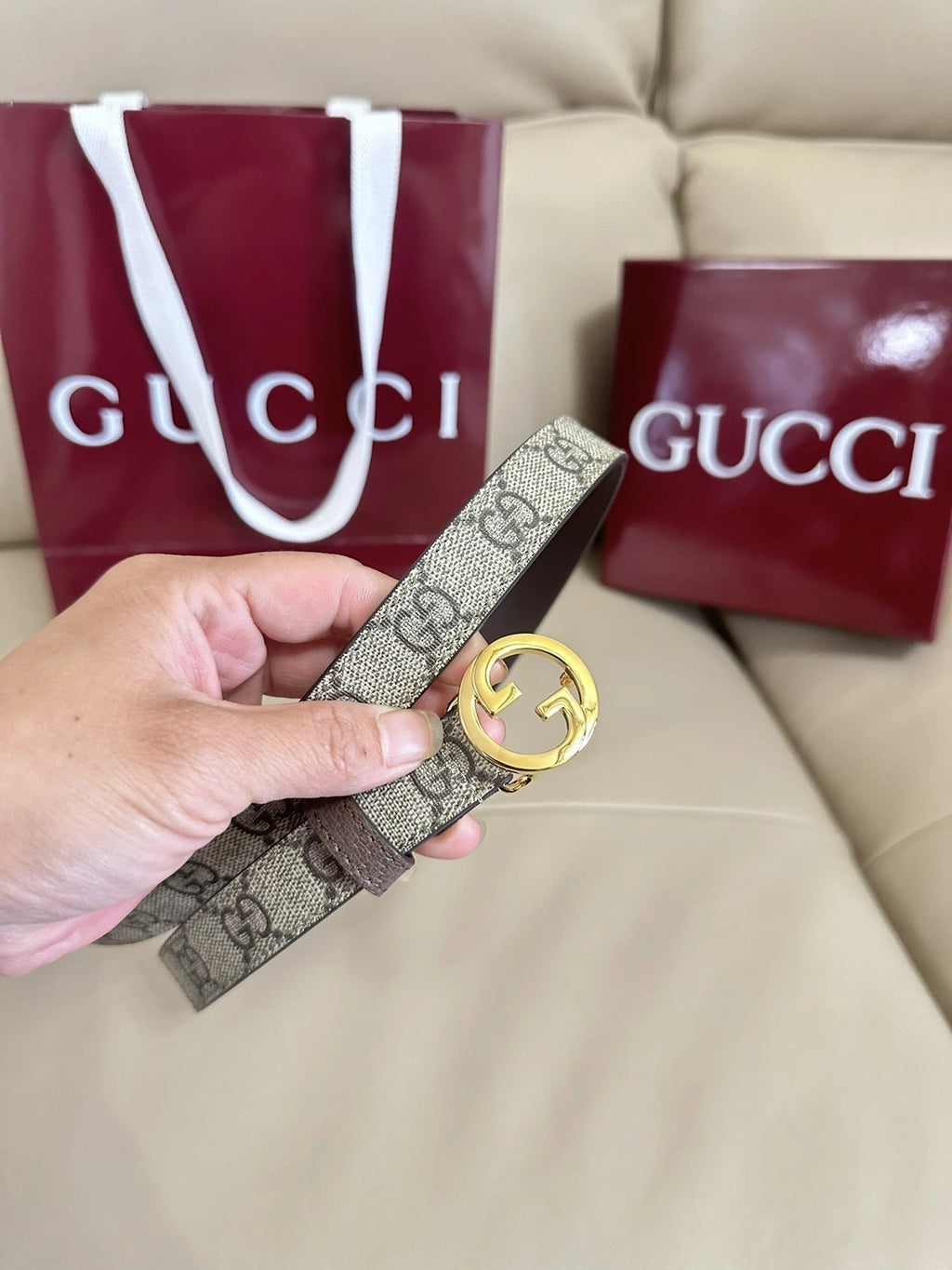 Gucci Belt Premium Quality with GG Buckle - Hình 5