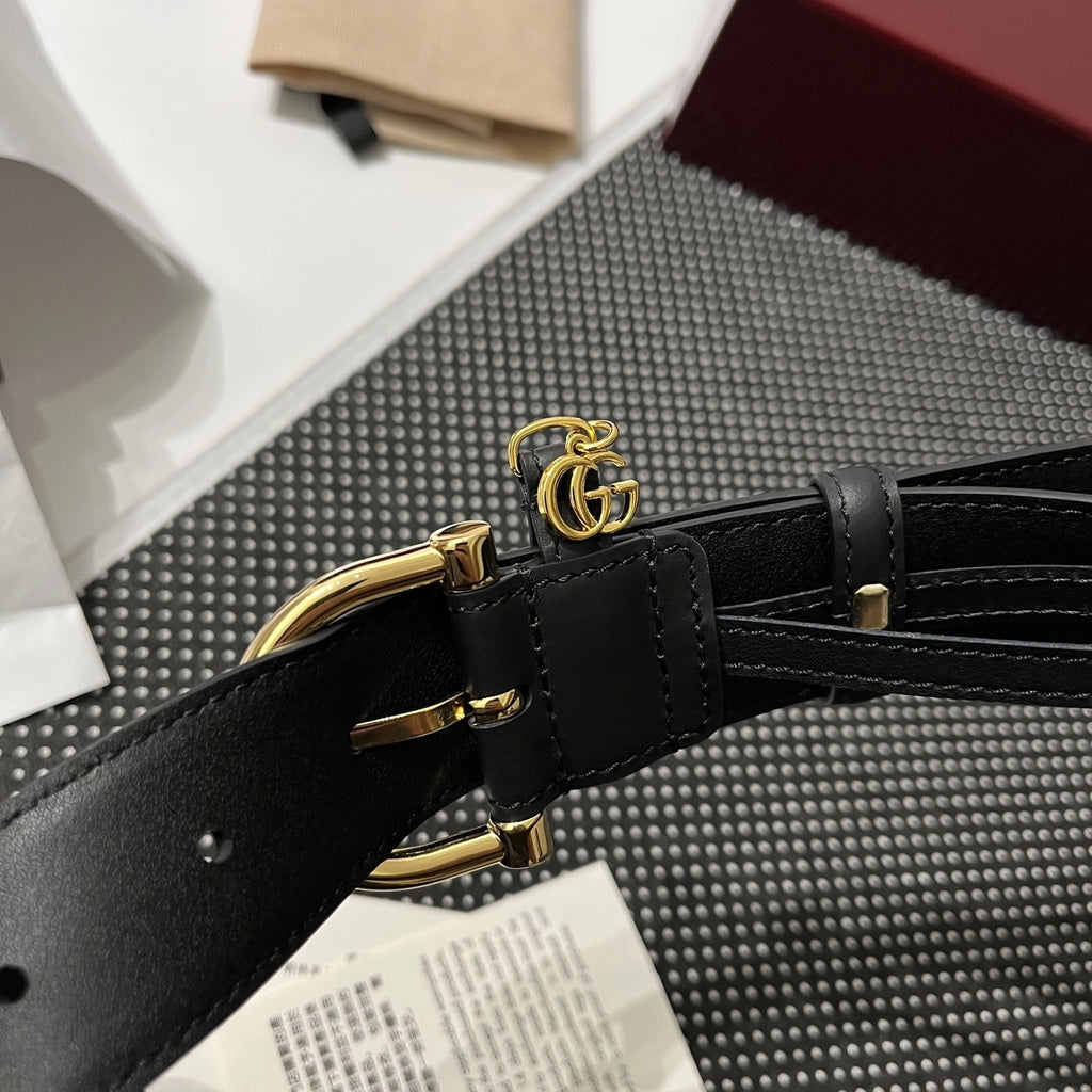 Premium Leather Belt with Golden Buckle and Charm Detail - Hình 2