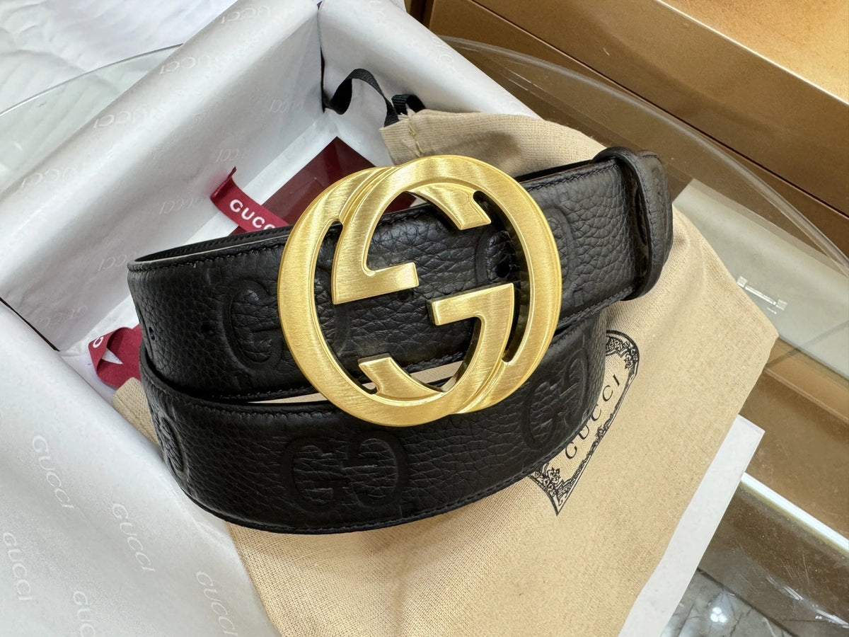 Gucci Premium Leather Belt with Gold GG Buckle - Hình 2