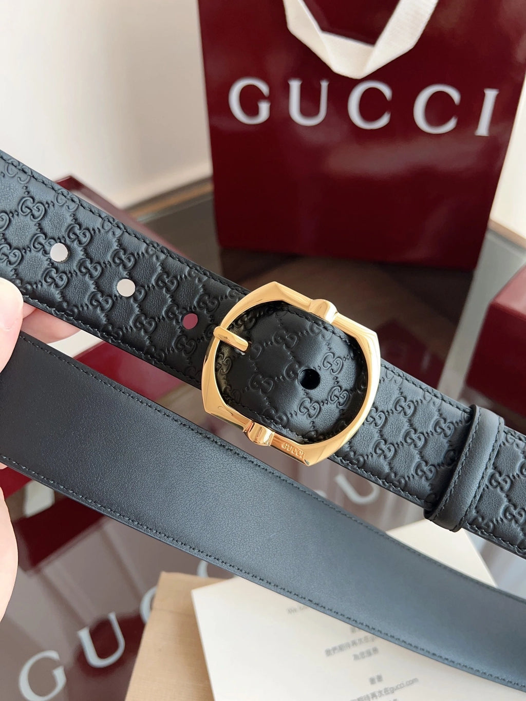 Gucci Gold Pin Buckle Belt - Hình 2