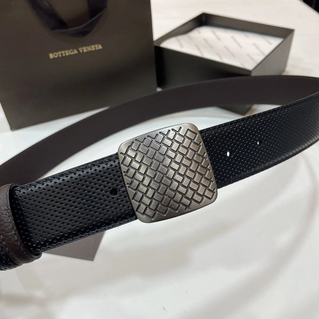 Premium Woven Leather Belt with Metal Buckle - Hình 2