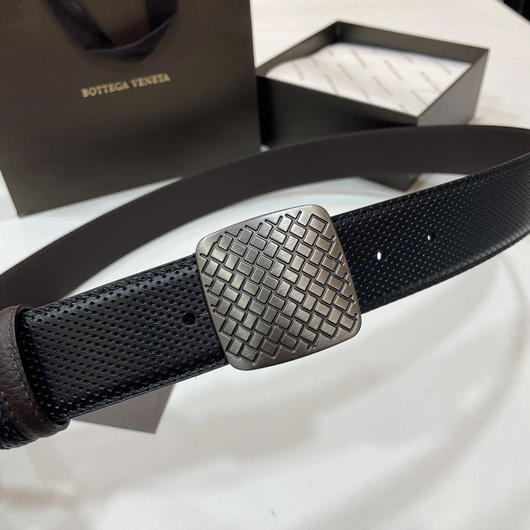 Premium Woven Leather Belt with Metal Buckle - Hình 2