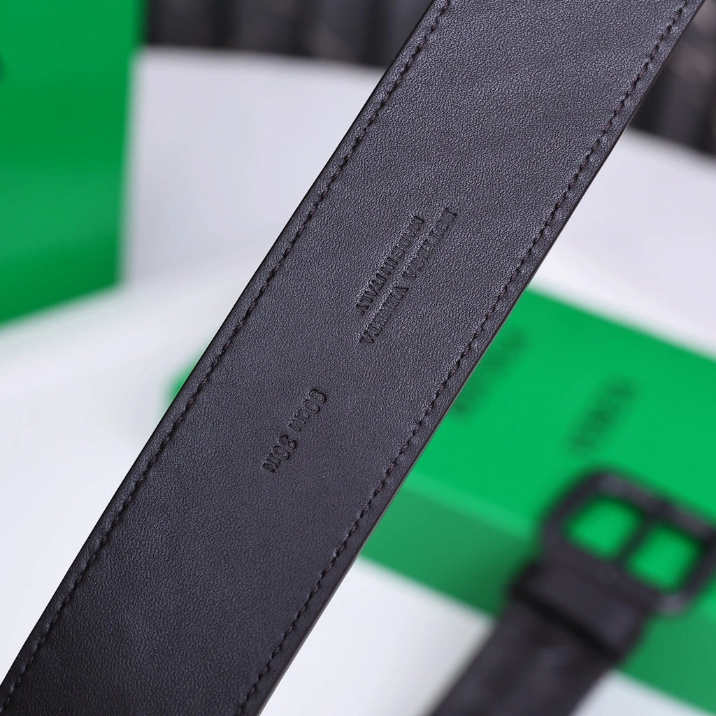 Bottega Veneta Premium Black Woven Leather Belt - Hình 2