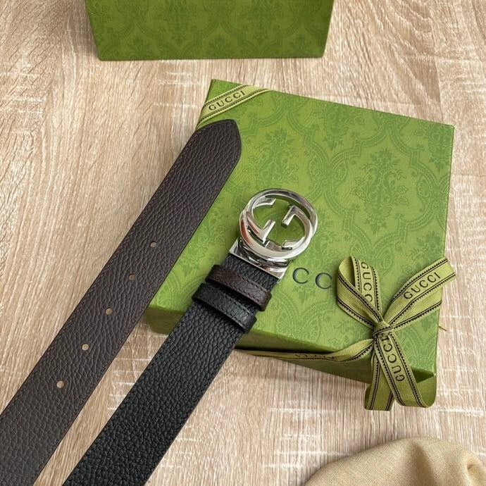 Gucci Leather Belt with GG Buckle - Hình 2