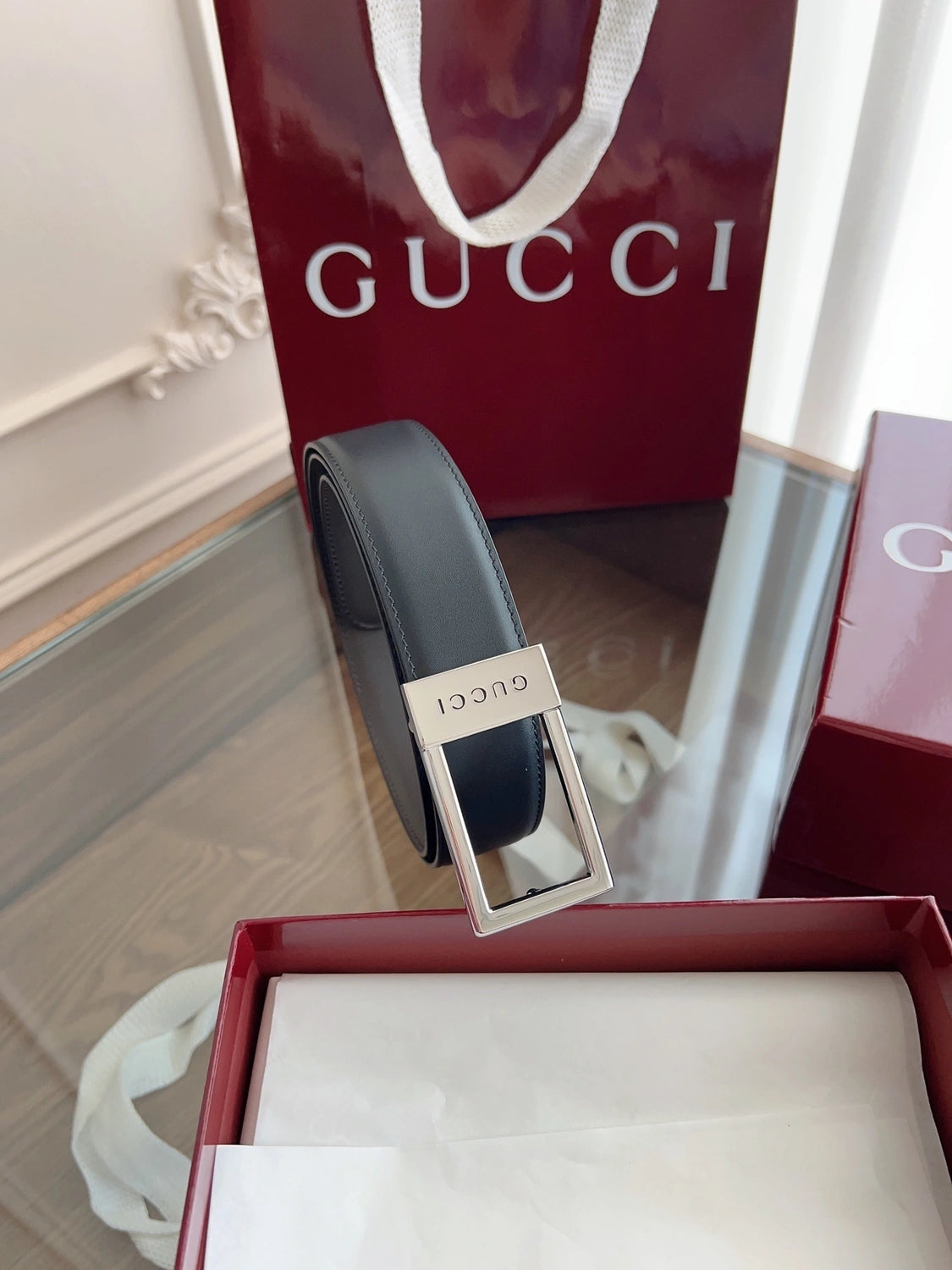 Gucci Premium Leather Belt with iconic buckle - Hình 2