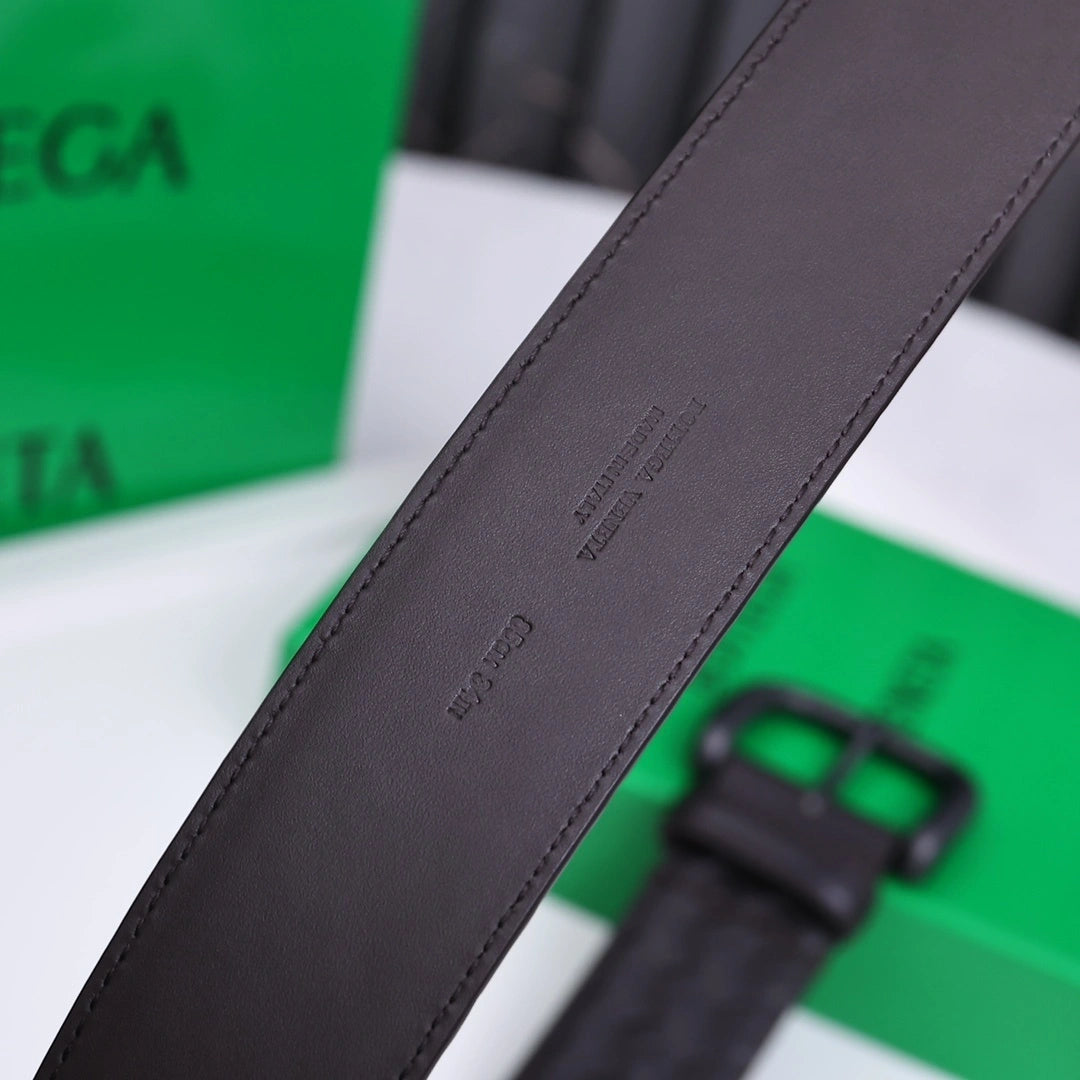 Bottega Veneta Premium Woven Leather Belt in Dark Brown - Hình 2