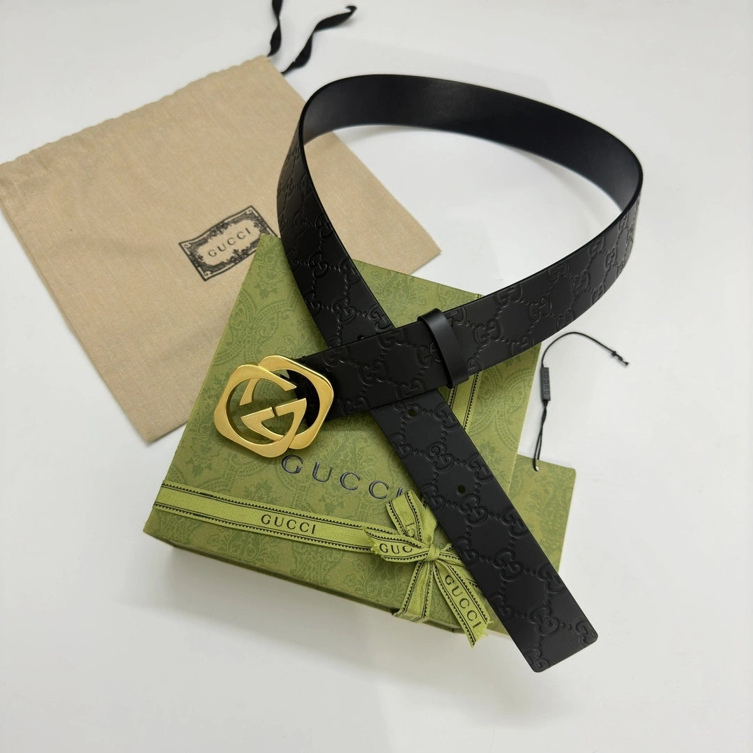 Gucci Premium Leather Belt with Gold Logo Buckle - Hình 2