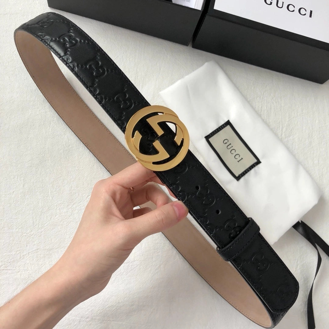 Gucci Premium Leather Belt with GG Buckle