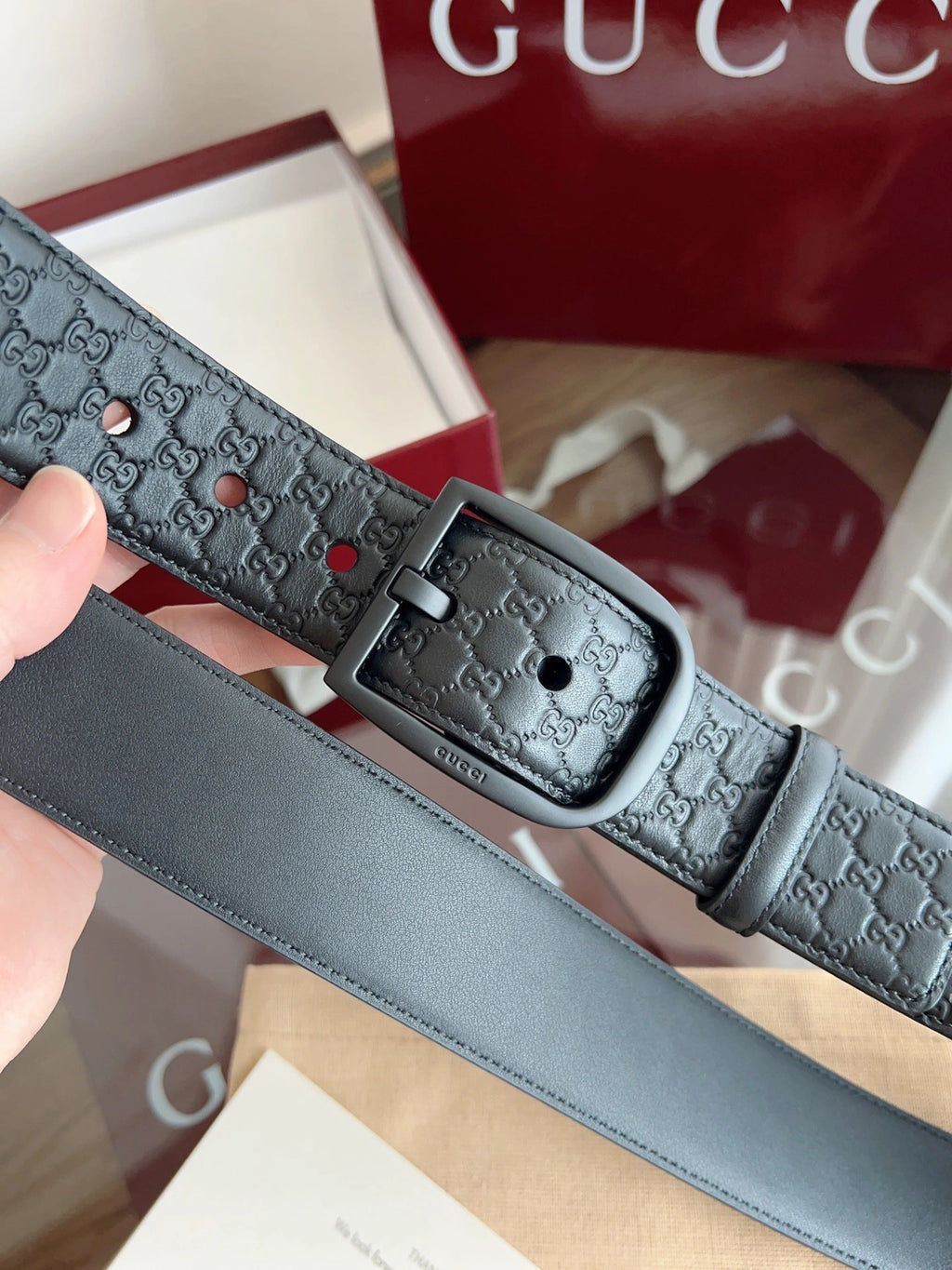 Gucci Signature Leather Belt Black - Hình 2