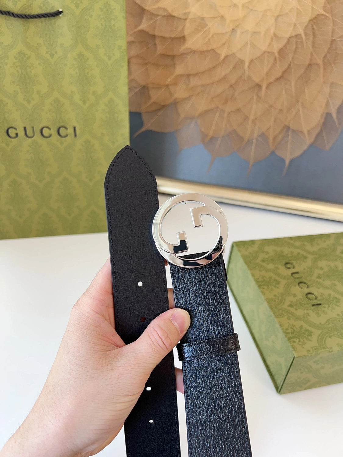 Premium Black Leather Belt with Silver Buckle - Hình 2