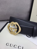Gucci Premium Black Leather Belt with Gold Buckle