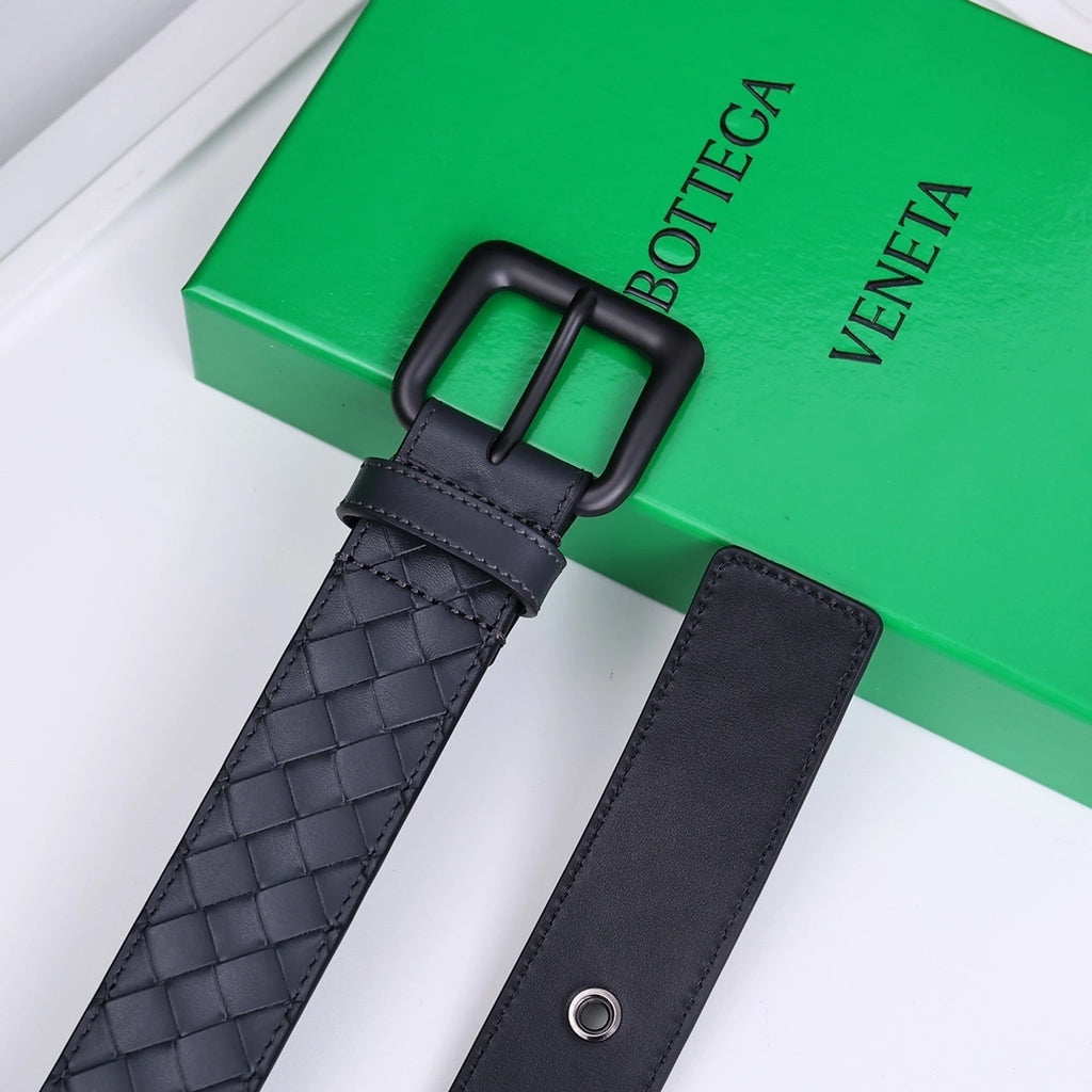 Bottega Veneta Black Woven Leather Belt - Hình 2