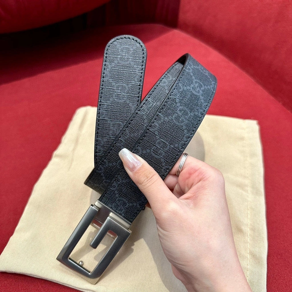 Premium Leather Belt with Silver Buckle - Hình 2