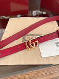 Gucci Red Leather Belt with Gold GG Buckle