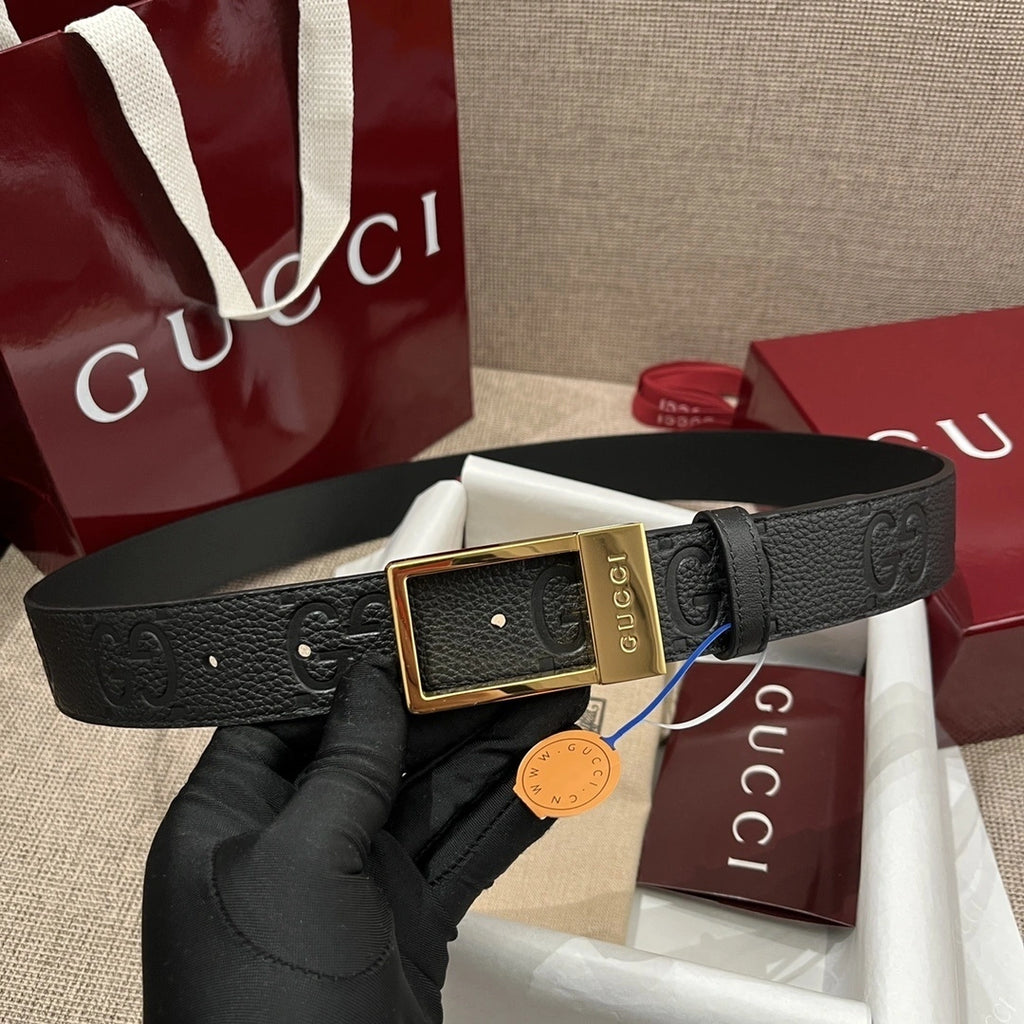 Thắt lưng Gucci da thật cao cấp mặt khóa vàng - Hình 2
