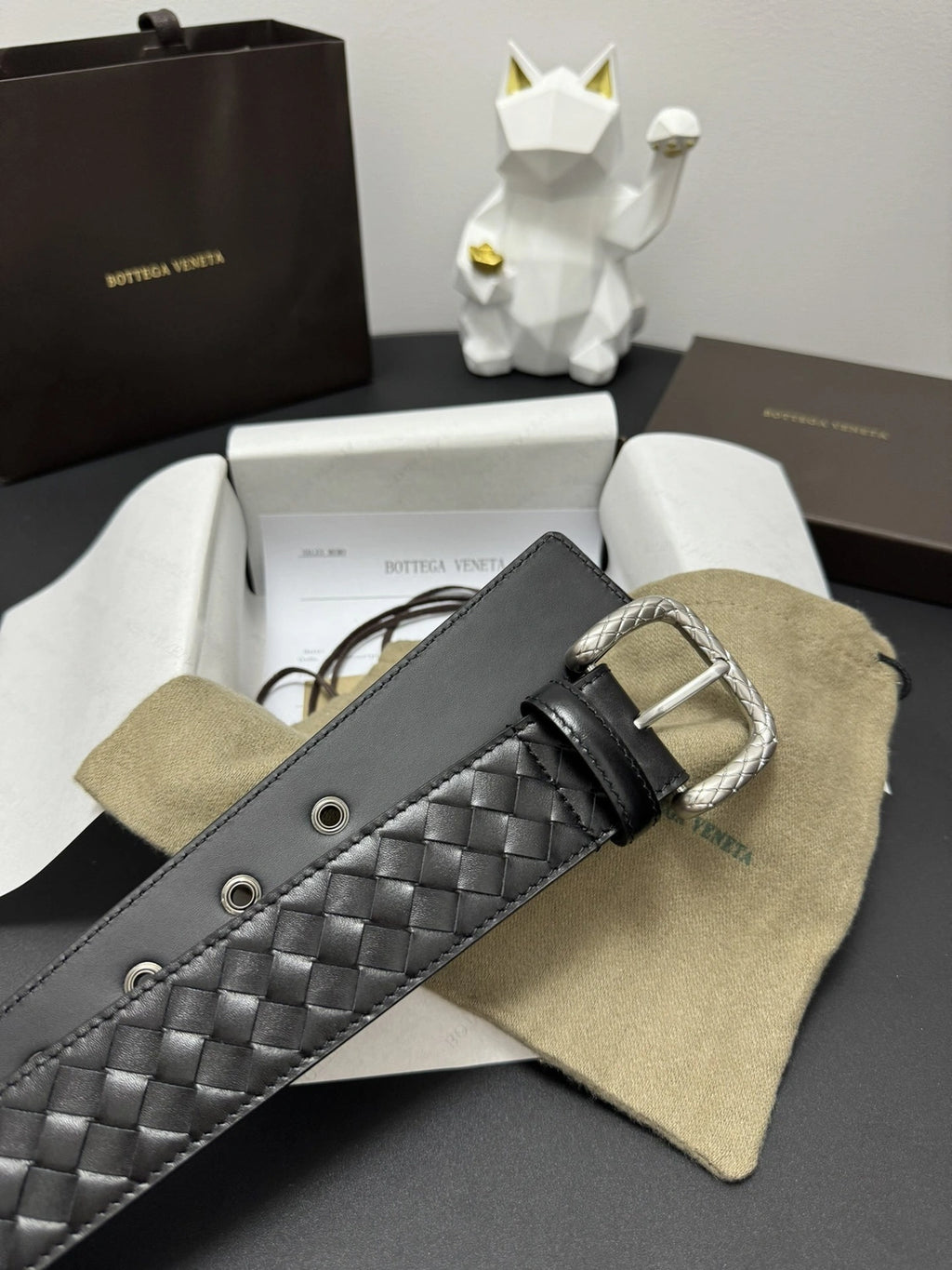 Bottega Veneta Premium Leather Woven Belt - Hình 2