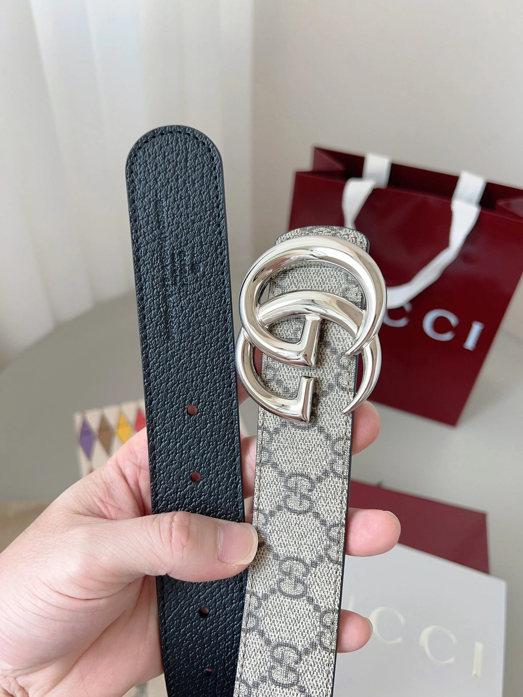 Gucci Inspired Belt with Double G Buckle - Hình 3