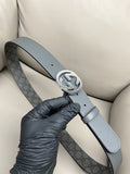 Gucci Interlocking G Black Leather Belt