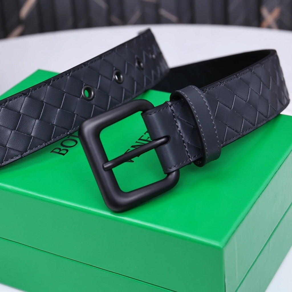 Bottega Veneta Black Woven Leather Belt - Hình 3
