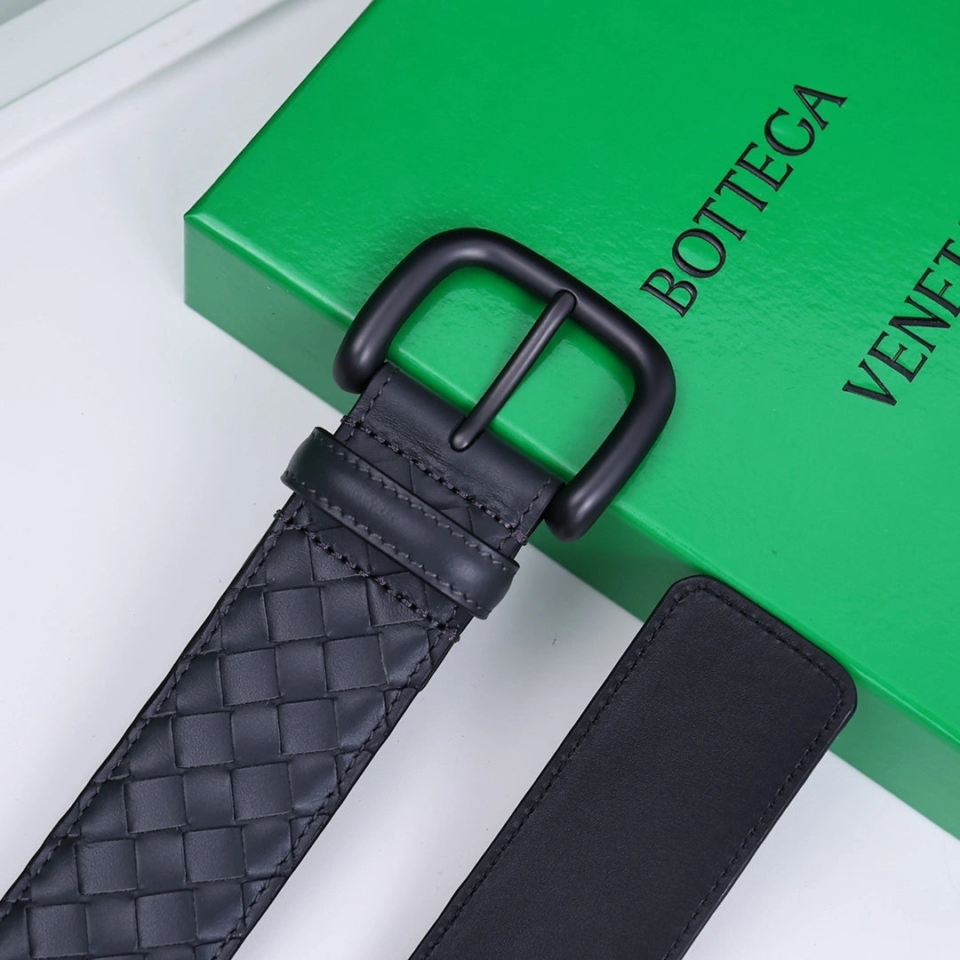Bottega Veneta Premium Quality Woven Leather Belt Black - Hình 3
