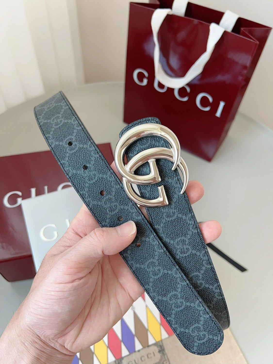 Gucci premium quality belt with GG buckle - Hình 3