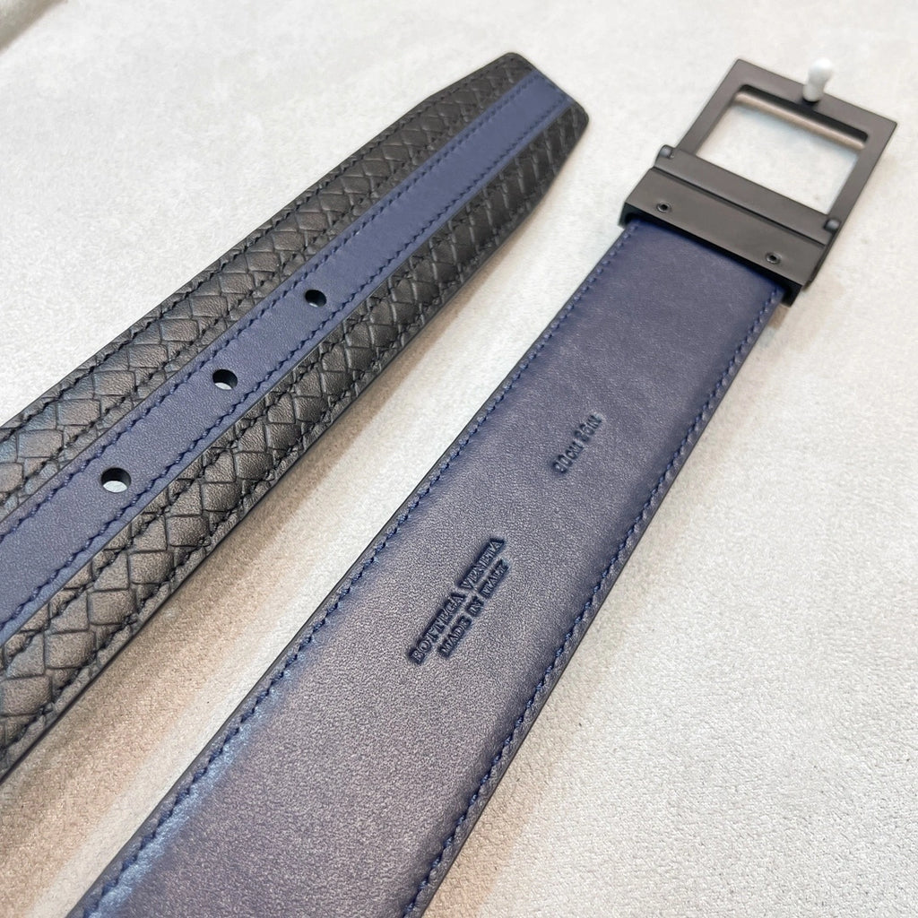 Black and Blue Premium Leather Belt Bottega Veneta Inspired - Hình 3